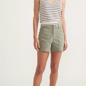 UTILITY Shorts vintage-dyed green high flattering waist cotton patch pockets #95